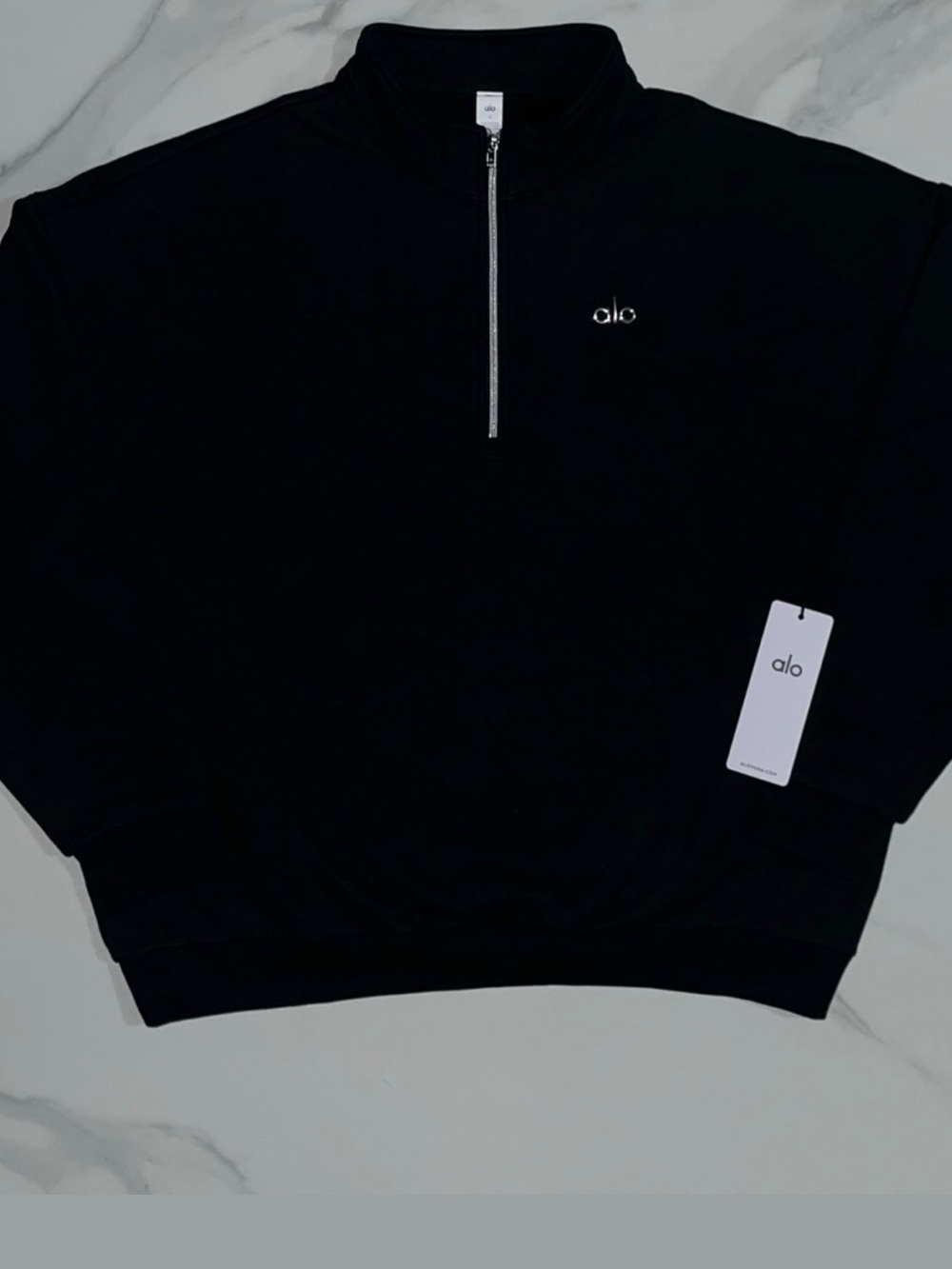ALO Yoga  Black Alcolade Half-Zip Pullover Sweatshirt XS nwt